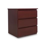 mesa de noche marron con tres cajones marca drimer