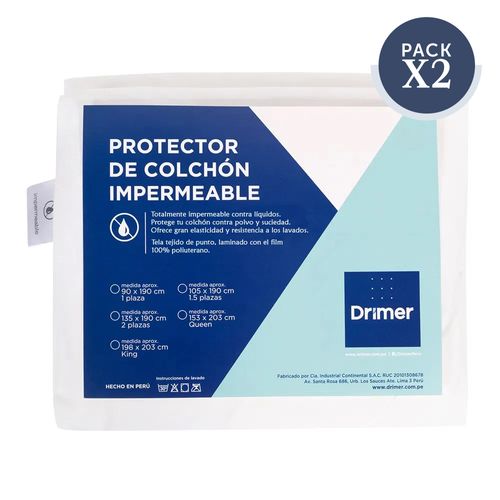 Pack x2 Protector de Colchón Impermeable